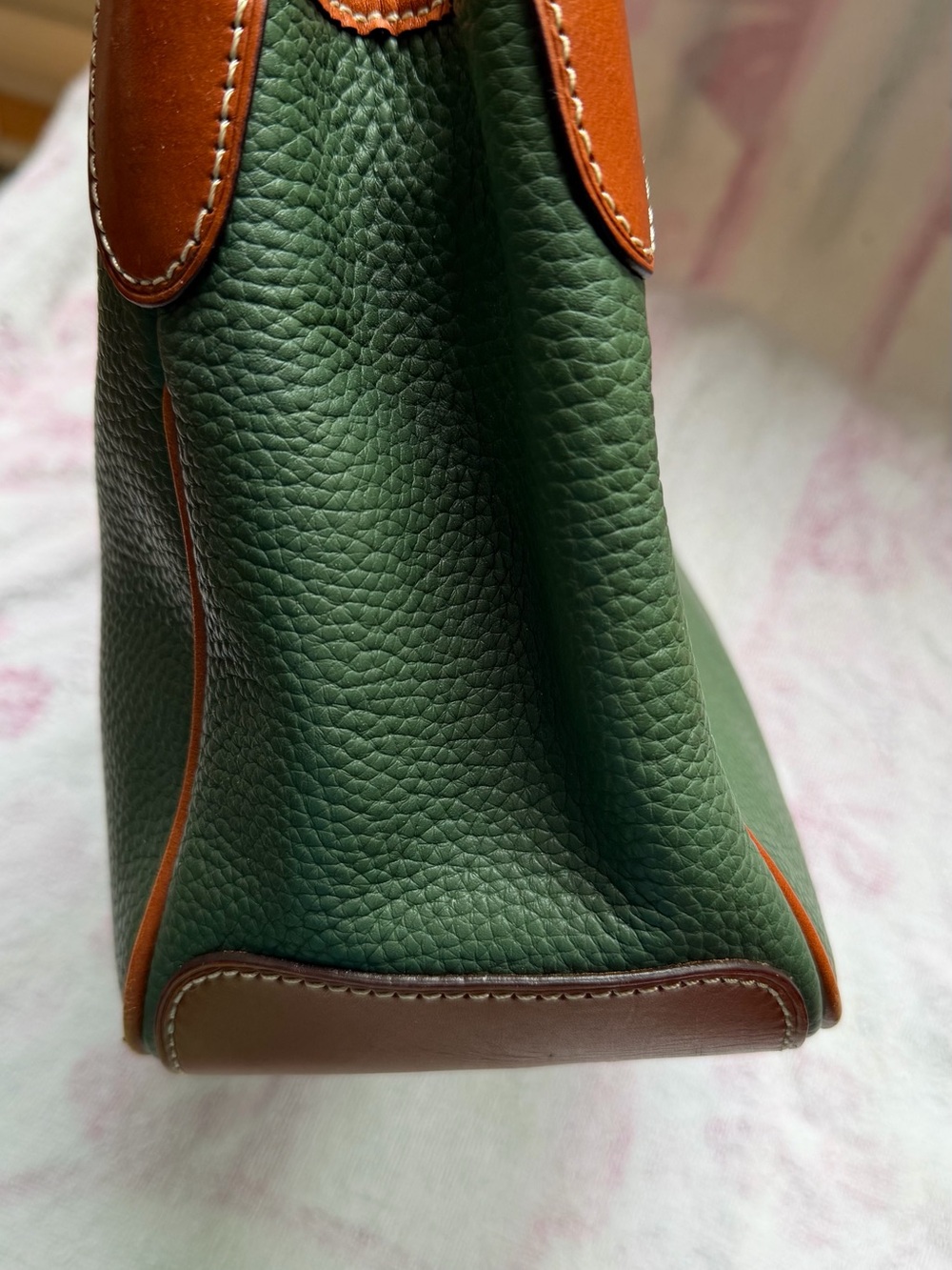 Dooney & Bourke Green and Brown Pebble Leather Satchel - Picture 10 of 15
